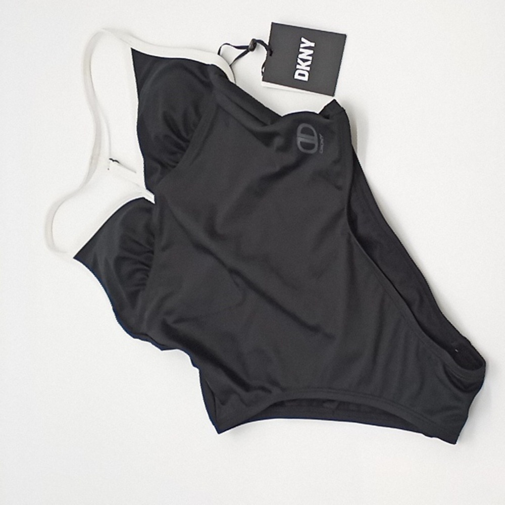 DKNY T-Back One-Piece Swimsuit Black XS